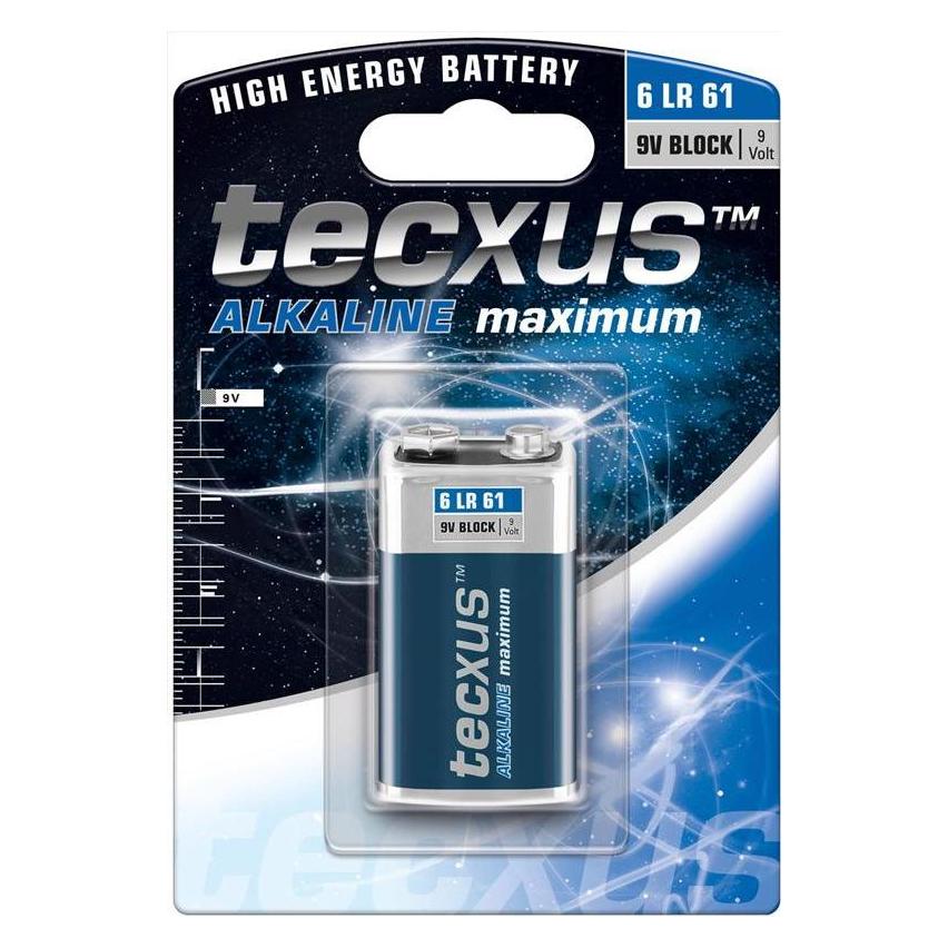 Tecxus 9 Volt-Block - Batterie 9V - Alkalisch (1 Stk., 9V Block, 550 mAh) (23639)