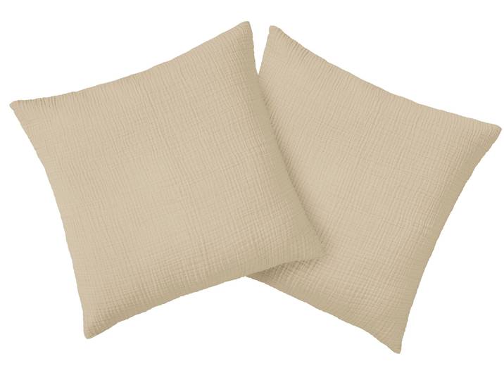 Kissenbezug GOODPRODUCT Bailee, 2er-Set, Kuschelige Musselin Qualität, Uni-Style , beige, B:50cm L:50cm, Musselin, Obermaterial: 100% Baumwolle, Kissenbezüge, Kissenbezug, weiche Musselin-Qualität, 50x50 cm, Hotelverschluss