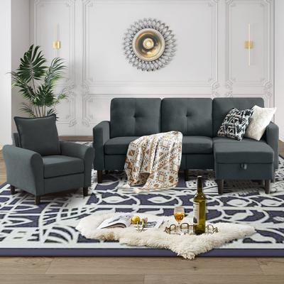Jarenie 3 Pieces Living Room Set with Storage Ottoman