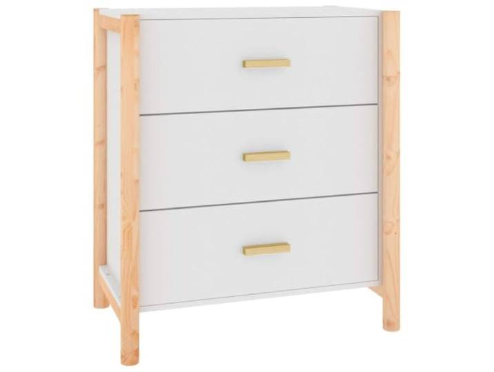 Fisinber Sideboard Weiß 62x38x70 cm Kommode Holzwerkstoff Vielseitiger Anrichteschrank in Weiß für Wohnzimmer und Flur, stabile Konstruktion mit Massivholzbeinen und Ablage.