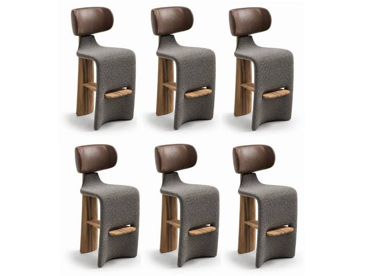 JVmoebel Barhocker Barhocker Gruppe Moderner Stil Grau Braun Holz Elegant Komfortabel, Made in Europa