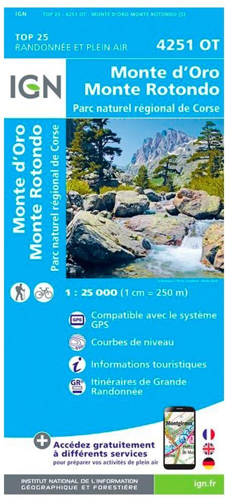 IGN  - 4251OT Monte d'Oro, Monte Rotondo, Parc naturel régional de Corse - Carte