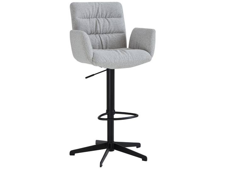 Dieter Knoll Barhocker, Schwarz, Hellgrau, Metall, Drehkreuz, 58x125x57 cm, Sitzfläche 360° drehbar, Esszimmer, Barmöbel, Barhocker