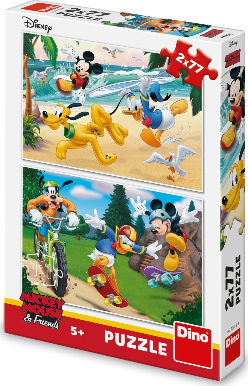Dino Bikes Mickey Sport Puzzel met 2x77 stukjes