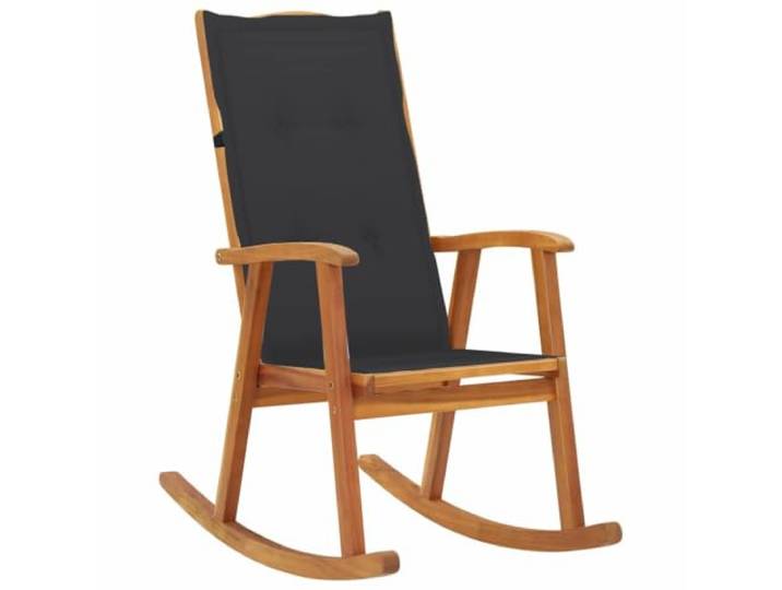 HPUYRFG Schaukelstuhl mit Auflagen Massivholz Akazie Vintage Hohe Rückenlehne, wasserdicht behandelte Polyester-Auflage, Gummiband-Befestigung, für Wohnzimmer und Terrasse