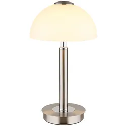 LED Tischleuchte Touchdimmer Tischlampe dimmbar Wohnzimmerleuchte Pilzlampe Glas verchromt, Metall, 7W 255Lm warmweiß, DxH 18x31,5 cm