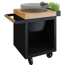 OFYR Kamado Table Black 65 PRO Teakholz BGE