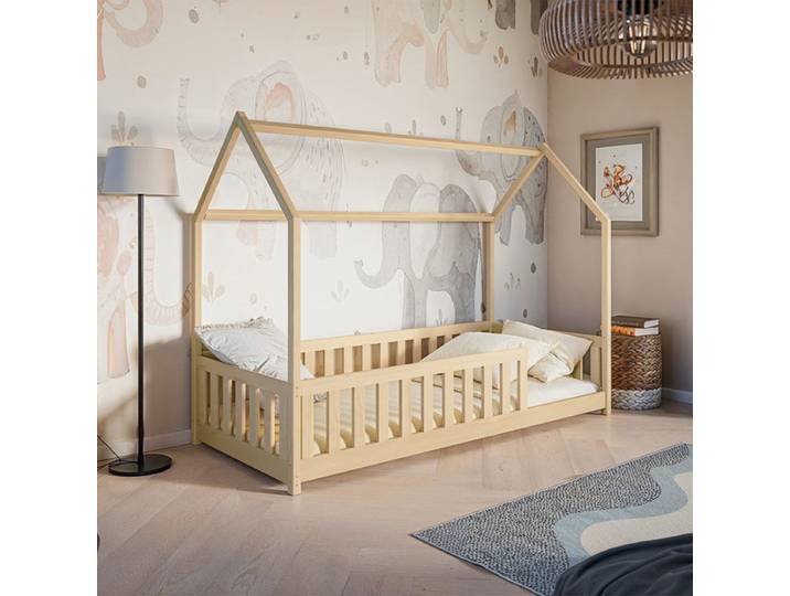 Lit Cabane 90x200 Sommier Inclus Maya Bois