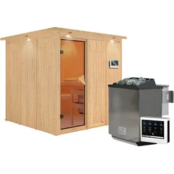 Karibu Sauna Rodin-9kWBioofen-Steuergerät-Inkl.Dachkranz