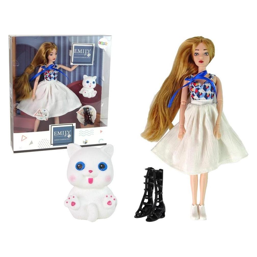 Lean Toys Babypuppenpuppe mit Katze, langen braunen Haaren. (37177169)