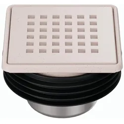 Schlüter Systems KERDI-DRAIN-RRE Rost-Rahmen-Set inkl. Geruchsverschluss Design 3 Square Edelstahl TSI - Strukturbeschichtet Elfenbein