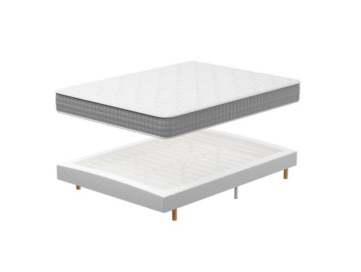 Matelas à ressorts 140x200x20cm+Sommier TEENO Matelas Ressorts Ensachés Hybrid Sommier Tapissier de protection Épais 20cm