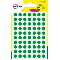 Avery, Etiketten, PSA08V, Grün, Kreis, Dauerhaft, Universal, Papier, 8 mm