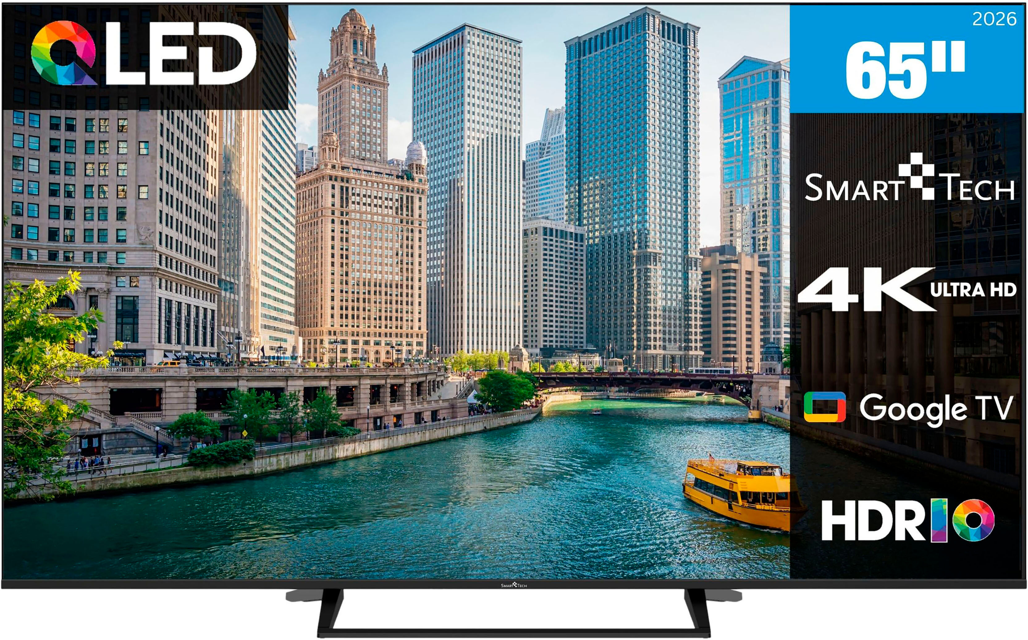 SMART TECH QLED-Fernseher "65QG06K", Energieeffizienz: E, schwarz, 65 ″, Fernseher, QLED-Fernseher