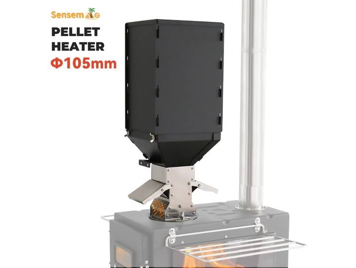 Brûleur à granulés portable 105 mm, insert à granulés à alimentation par gravité en acier inoxydable pour poêle à bois, chauffage de tente, camping