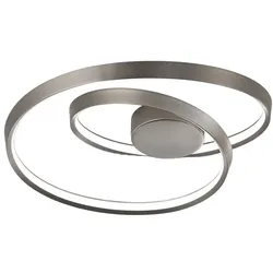 Runde LED-Deckenleuchte, 55 W, aus gebürstetem, grauem Metall – Durchmesser 60 cm, dimmbar, modernes Design für die Innenbeleuchtung – Perenz