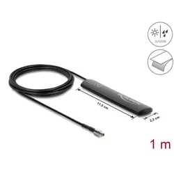 Delock LTE Antenne TS9 Stecker 1,5 dBi omnidirektional starr mit Anschlusskabel RG-174 1 m Klebemontage outdoor schwarz