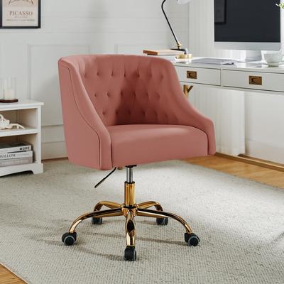 HULALA HOME Lydia Modern Velvet Office Chair Task Chair with Button-tufted Back