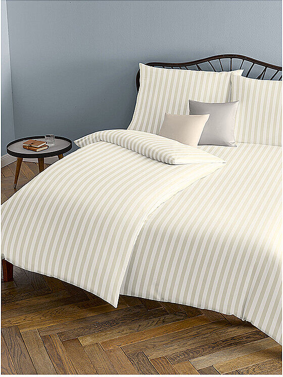 FLEURESSE Damast Bettwäsche Melk 2x 70x90cm / 200x200cm Creme beige EG