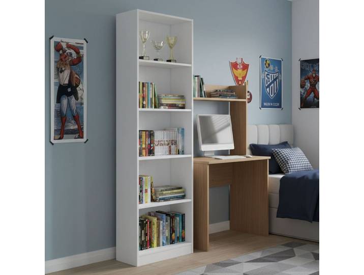Bibliothèque effet bois blanc 52x25 cm