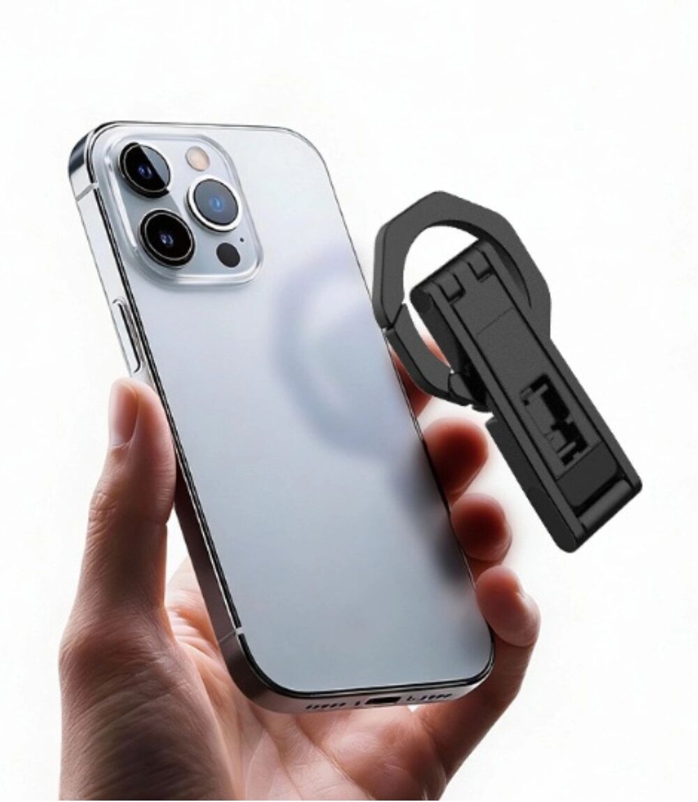 INF Trépied magnétique de poche pour téléphone avec crochet dissimulé, support double face fin de 8 mm Argent