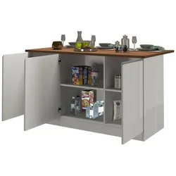 Dmora Tartaro - Kücheninsel, 155x90x90h cm Hochglanz Weiß, Modular Made in Italy