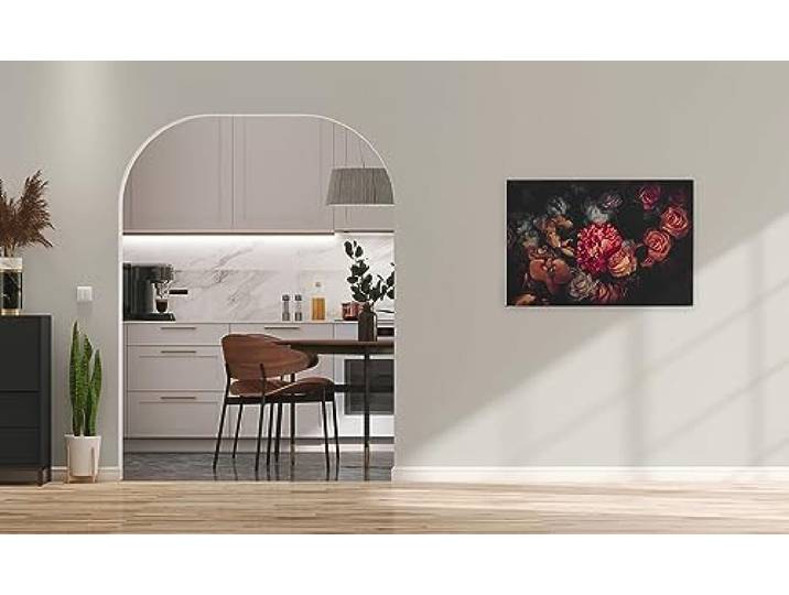 A.S. Création Leinwandbild mit Rosen Blumen - Kunstdruck mit Rosen rot schwarz - 90x60 cm Querformat - Moderne Wanddekoration Schlafzimmer Wohnzimmer Küche - Bild auf Keilrahmen