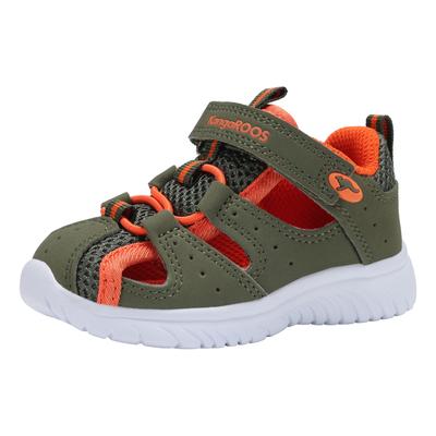 Sandale KANGAROOS "KI-Rock Lite EV", Mädchen, Gr. 22, grün (olive, flame), Synthetik, Textil, Schuhe Sandale