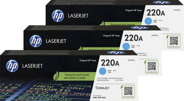 HP 220A LaserJet Toner Cyaan - 3 stuks