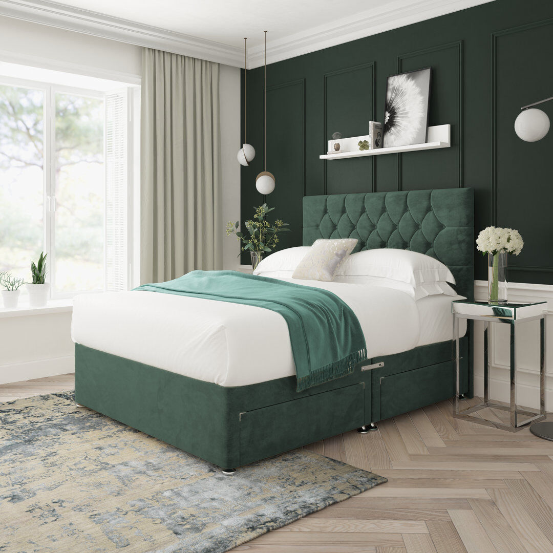 17 Stories Upholstered Divan Bed Emerald Single (3')