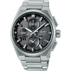 Seiko Astron 5X83 GPS Solar Dual Time Chronograph SSH163J1 - dunkelgrau,vertikal gebürstetes Zifferblatt,grau - 42mm