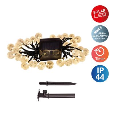 NÄVE LED-Lichterkette "Becul", transparent, Dioden 50 Stk. Flammen 50 Stk., Gesamtlänge 4,5m, Lichterketten, Solar, 50 Leuchtkugeln, 8 Leuchtmodi per Fernbedienung inkl., Timer