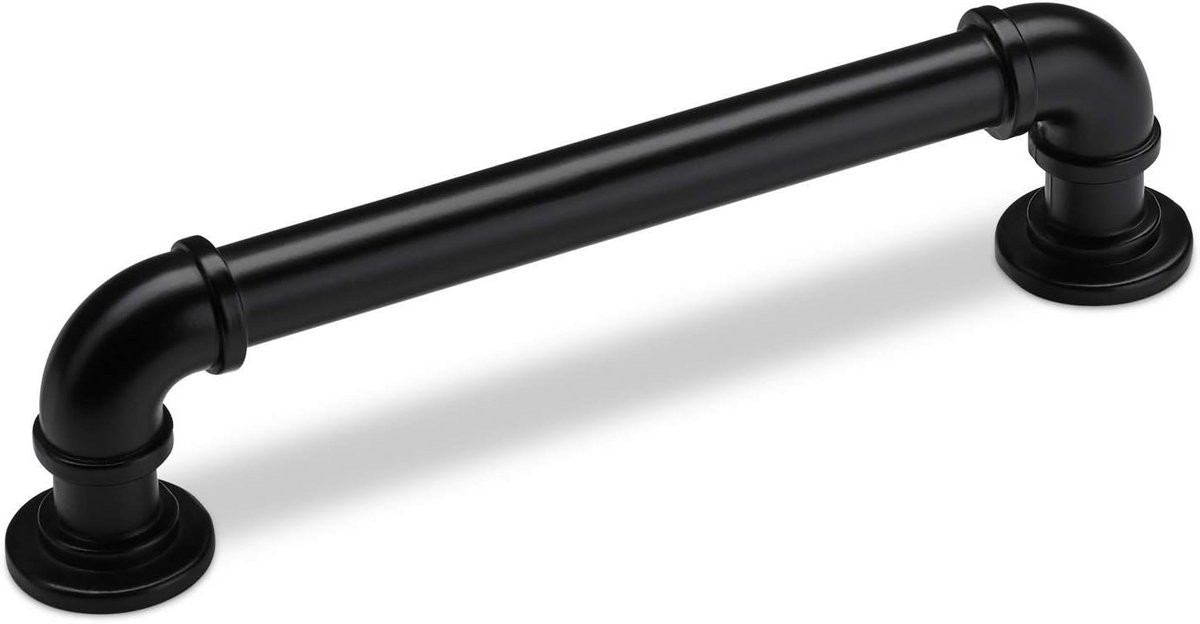 10x Zwarte Aluminium Meubelgrepen TUBEOS, Boorgatafstand 128 mm