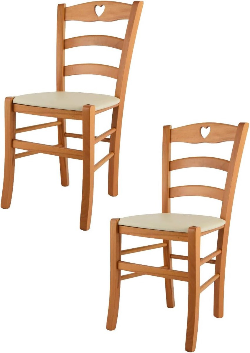 Set van 2 ivoren eetkamerstoelen voor de keuken en eetkamer