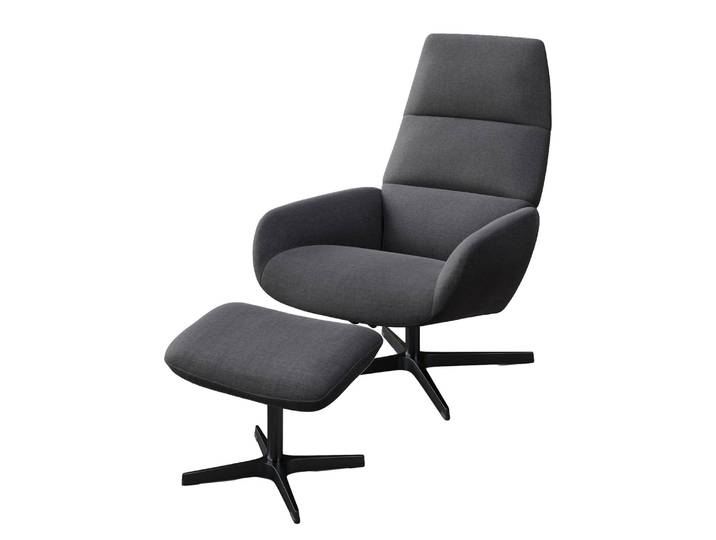 home24 Relaxfauteuil Turami grijs/antracietkleurig platweefsel 71 x 110 x 80cm