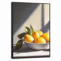 LEINWAND Bilder mit Rahmen - Zitronen - Stilleben - Gelb - 60x80