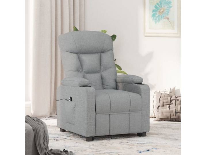 vidaXL Relaxsessel, Relaxsessel Elektrisch Hellgrau Stoff