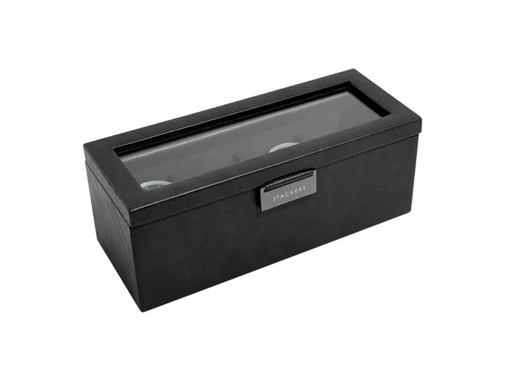Uhrenbox George, Stackers, schwarz, Kunstleder
