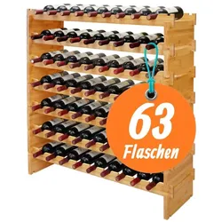 Relaxdays Stapelbar Weinregal Bambus Hellbraun
