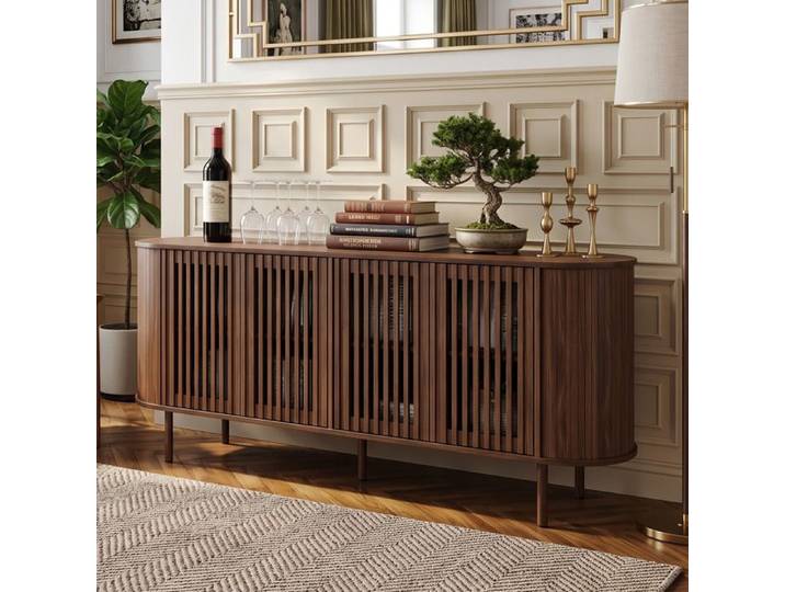 Buffet Enfilade 160x40x70cm Grand Rangement Design Soigné en Bois Noyer