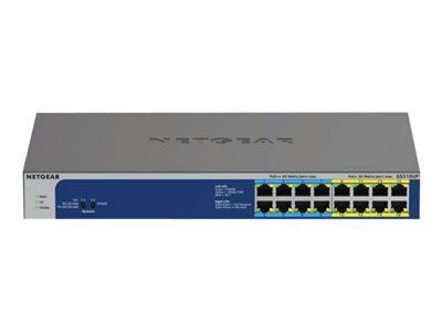 NETGEAR GS516UP, Unmanaged, Gigabit Ethernet (10/100/1000), Vollduplex, Power over Ethernet (PoE), Rack-Einbau