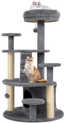 Costway Multi-level Kitty Tower with Condo and Climbing Ladder-GR