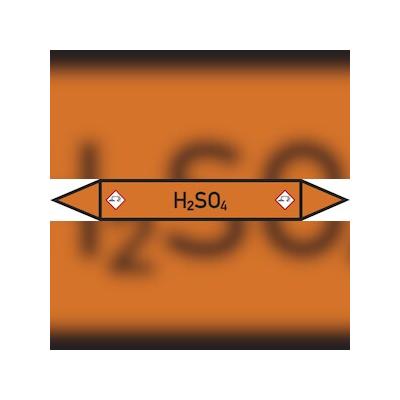 Rohrleitungskennzeichen H2SO4 - 187x26 mm Folie selbstklebend