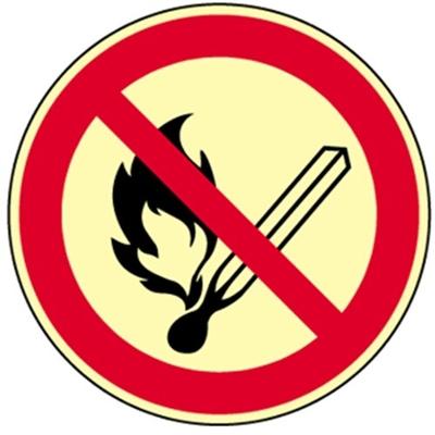Schild Feuer, offenes Licht u. Rauchen verb. ISO 7010, Kunstst.,nachl.,160-mcd,Ø 200 mm