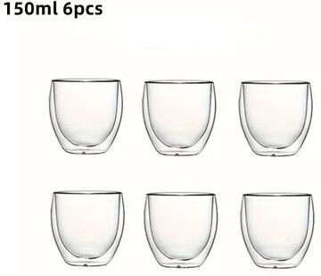 Smart Shopping Spot Double Wall Glass Espresso Cups Set Thermal Glass Coffee Cups Clear Insulated Coffee Mugs 150ml
