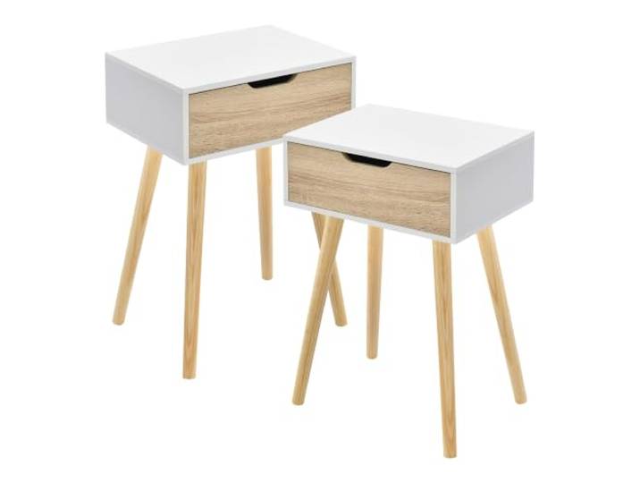 2er Set Beistelltisch 60x40x30 cm weiß Eichenoptik 03_0009718