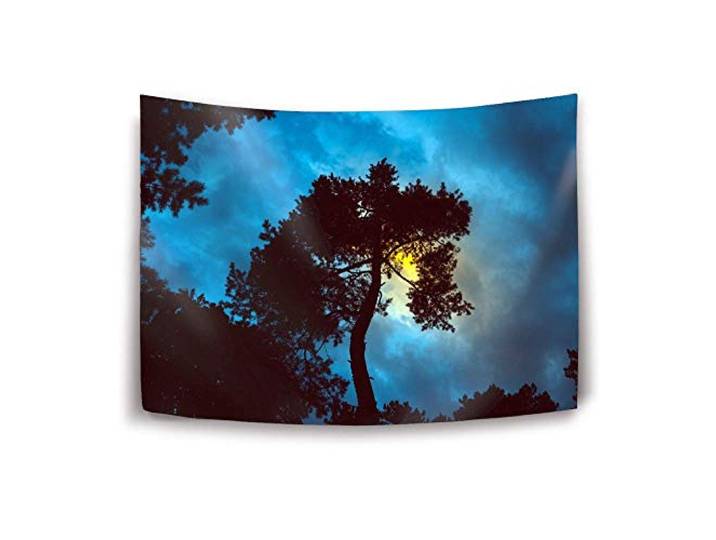 Daawqee wandtapijt muur opknoping wandtapijten boom nacht zonsondergang hemel tapijt muur deken muur decor muur kunst home decor collage dorm decoratie