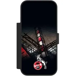 Nivocase Klapphülle für Apple iPhone 17 Pro Handyhülle aus Kunst Leder NIVOflip schwarz 1. FC Köln (Apple iPhone 17 Pro), Smartphone Hülle, Schwarz