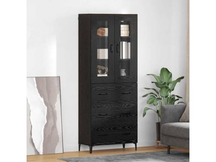 HEFZGDB Wandmontierter Schrank mit Altholzoptik, Minimalistischer Wandschrank mit Metallbeinen, Wandmontierter Schrank mit Regalen und Türen, Aufbewahrungsschrank schlankes Design