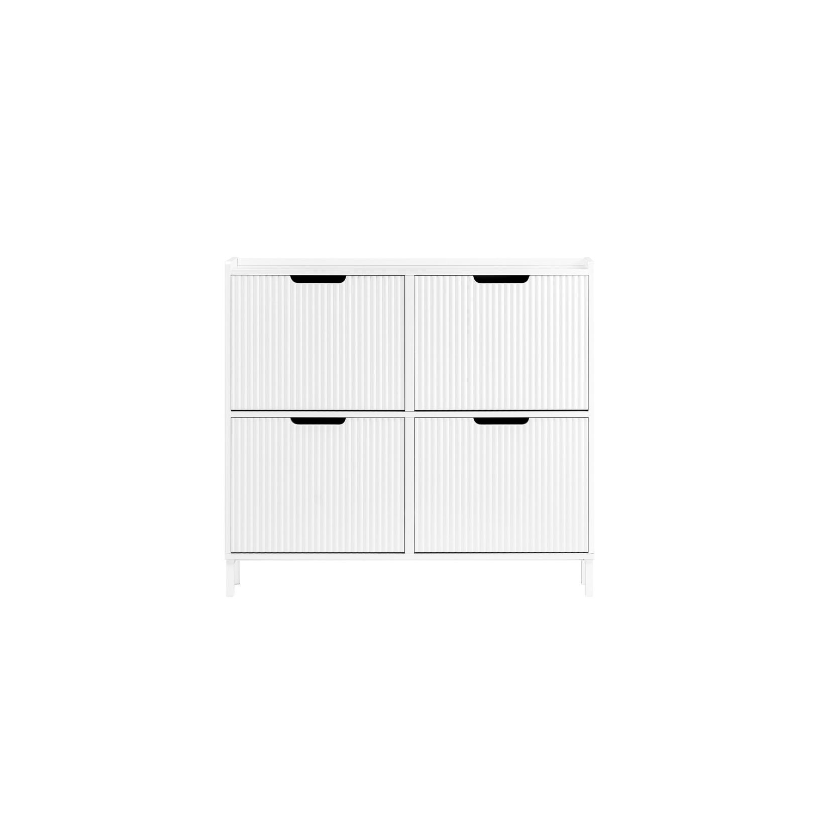 SoBuy Schuhschrank mit 4 Türen Weiß 100x19x90,5cm Modern